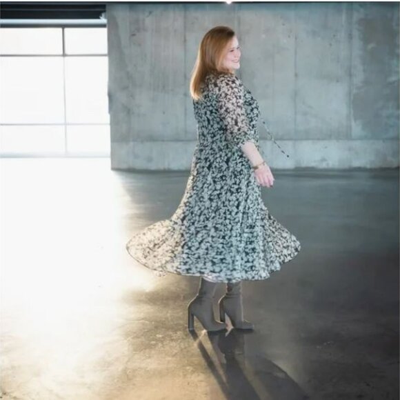 Dakari Floral Dress Black & White × 1 Large - Picture 3 of 4